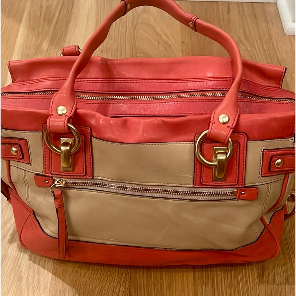 COACH Genuine Leather Double Zip Satchel - Picture 7 of 13